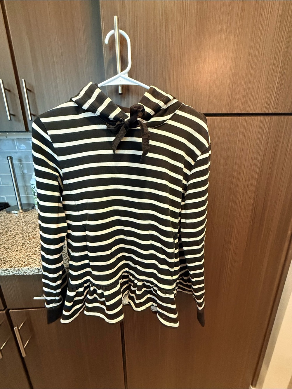 kate spade Black and White Striped Peplum Hoodie